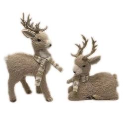 Reindeer with Scarf- Brush - Set of 2