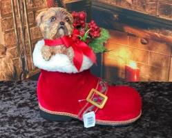 Santa Boot with Puppy