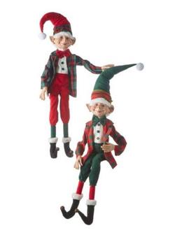 Elf Large Red & green with Tartan- 2 assorted
