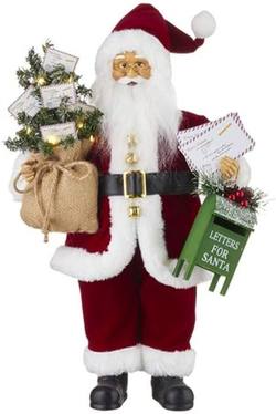 18.5" Santa with Mailbox & Lighted Tree
