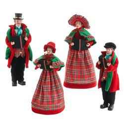 Carollers  - Set of 4 - Red & Green Plaid