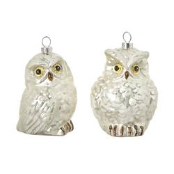 Glass Owl Hangind Ornament, 2 Assorted