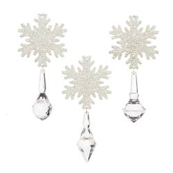 Snowflake Crystal Drop Hanging Ornament - 3 assorted
