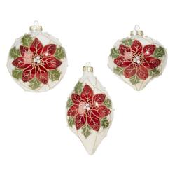 Poinsettia Hanging Ornament - 3 assorted