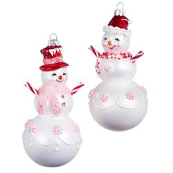 Peppermint Snowman Hanging Ornament - 2 Assorted