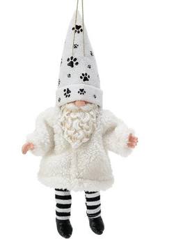Gnome  White Furry Pet Ornament