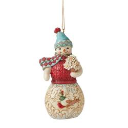 Wonderland Snowman Sledding Scene Hanging Ornament