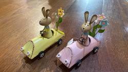 Bunnies in Car - Pink or Yellow