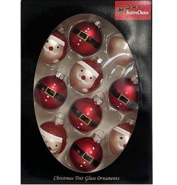 Boxed Glass Baubles - Santa 45mm - Set of 10