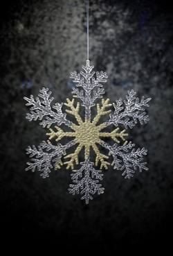 Clear and Gold Acrylic Snowflake 25cm