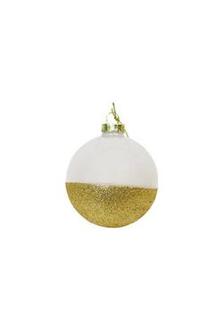 White Glass Bauble with Gold Dip