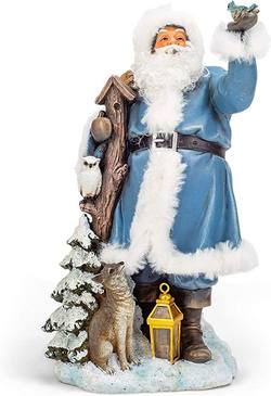 Santa - Blue   Ceramic with Birds