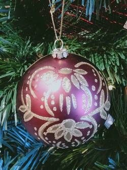 Burgundy & Gold Flower Bauble