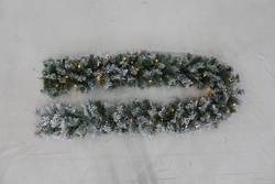 Pre-lit Flocked Garland - 9ft