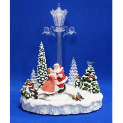 Santa & Mrs. Claus Dancing on Ice with Lamppost - 31cm