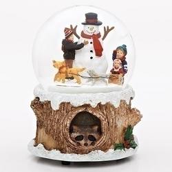 Kids Around Snowman Christmas Glitterdome - Musical