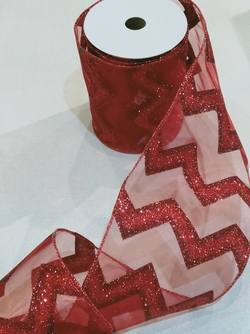 Red Sheer Ribbon Chevron pattern