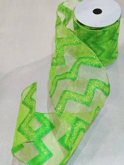 Green Sheer Chevron Ribbon