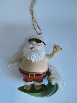 Surfing Santa Beach Ornament