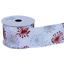 Ribbon, white snowflake with red