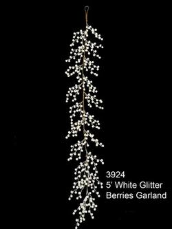 White Glitter Berry Garland 5'
