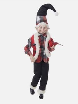 Poseable Elf- Tartan with cardinal