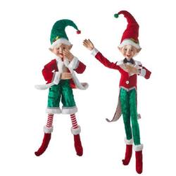 poseable Elf large- Red Green Velvet