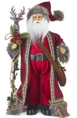 18" Santa with Reindeer Staff