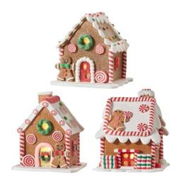 Lighted Gingerbread Houses 5.5" - Set of 3