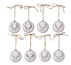 Reindeer Name Disc Ornament - Set of 8