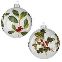Holiday Floral Jewelled Ball Hanging Ornament, 2 Assorted
