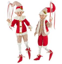 Poseable Elf Large- Stripe Ticking- 2 Assorted