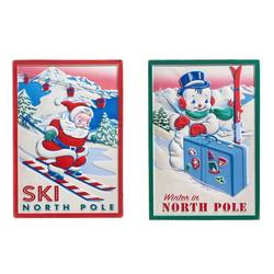 North Pole Ski Embossed Wall Art (2 Assorted)