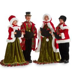 Carollers - Set of 4 - Green Velvet