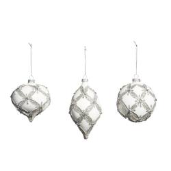 White Embellished Hanging Ornament - 3 Assorted
