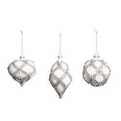 White Embellished Hanging Ornament - 3 assorted