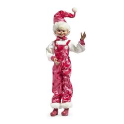 Posable Elf - Pink Velvet Overalls