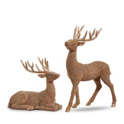 Bronze Glittered Deer - Set of 2