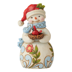 Snowman With Cardinal Mini Figurine