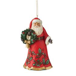 Santa With Wreath Hanging Ornament