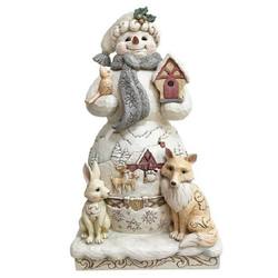 White Woodland Snowman Statue