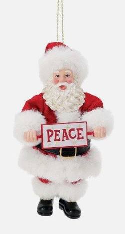 Mini Santa - Peace/Joy Flip Sign Hanging Ornament