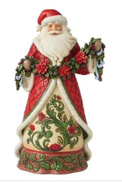 Santa with Poinsettia Garland