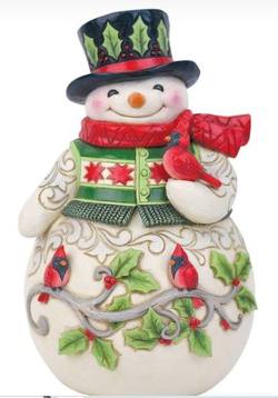 Snowman with Cardinal