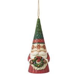 Gnome Holding Wreath Hanging Ornament