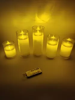 Set of 5 Flameless Acrylic Candles with Remote Control