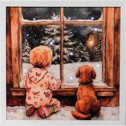 Framed Wall Art with Child & Dog - Fibre Optic