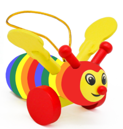 Rainbow Wooden Bee Magnet - Hanging Ornament