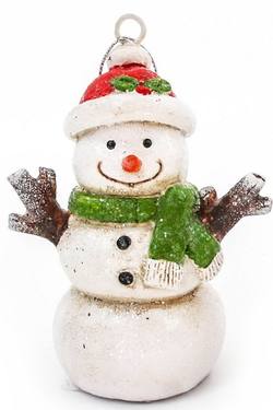 Snowman green scarf - hanging decoration