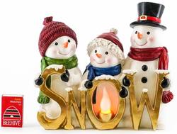 Snowmen with  Light Up Snow Sign